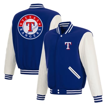 Men's JH Design  Royal Texas Rangers Reversible Full-Snap Varsity Jacket