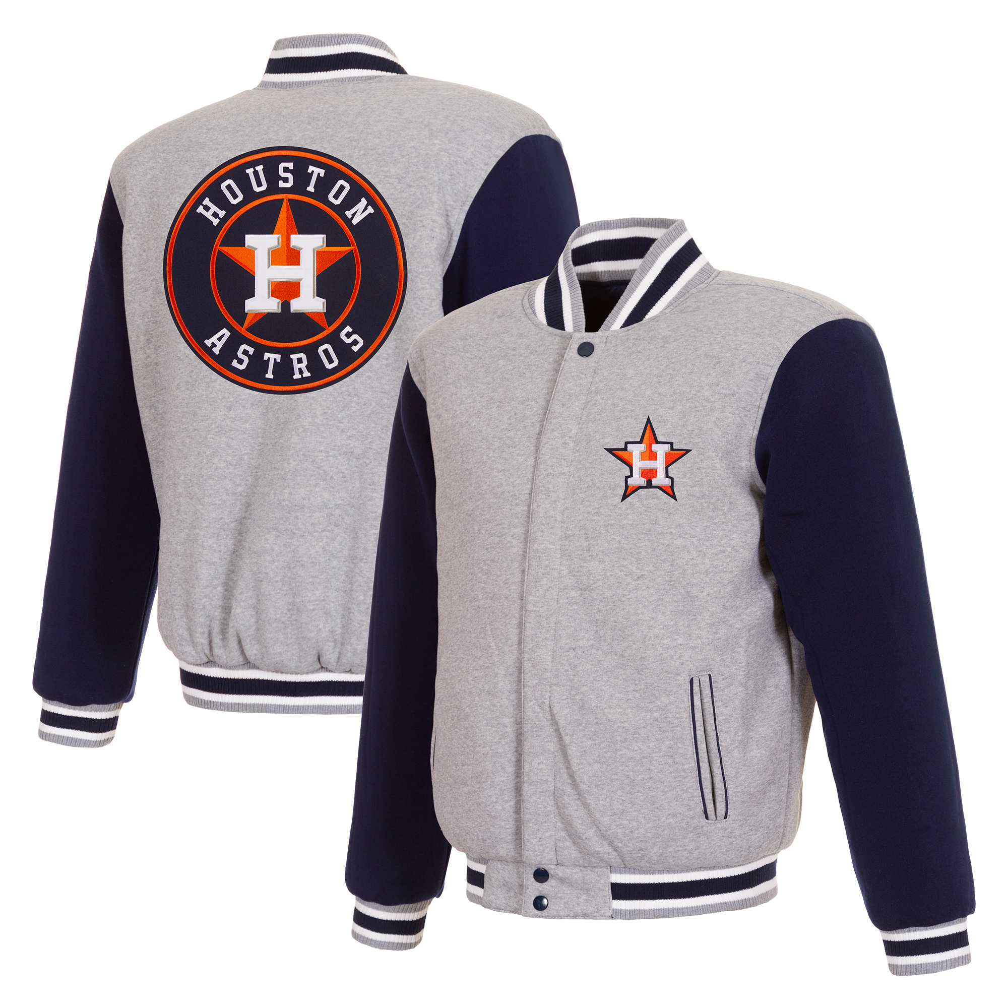 Men’s JH Design Gray Houston Astros Two-Tone Reversible Full-Snap Fleece Jacket