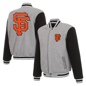Men's JH Design  Gray San Francisco Giants Two-Tone Reversible Full-Snap Fleece Jacket