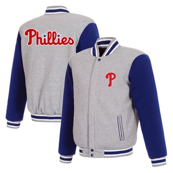 Men's JH Design  Gray Philadelphia Phillies Two-Tone Reversible Full-Snap Fleece Jacket