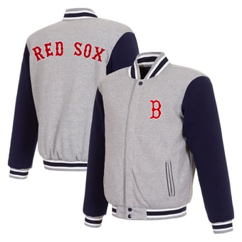 Men's JH Design  Gray Boston Red Sox Two-Tone Reversible Full-Snap Fleece Jacket