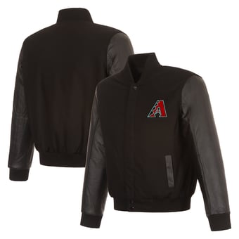 Men's JH Design  Black Arizona Diamondbacks Reversible Wool & Leather Full-Zip Jacket