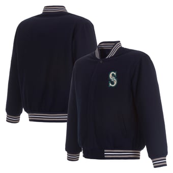 Men's JH Design  Navy Seattle Mariners Full-Zip Reversible Wool Jacket