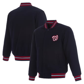 Men's JH Design  Navy Washington Nationals Full-Zip Reversible Wool Jacket