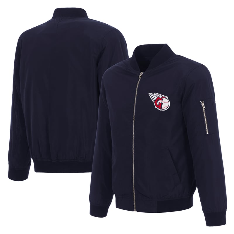 Men's JH Design  Navy Cleveland Guardians Full-Zip Bomber Jacket
