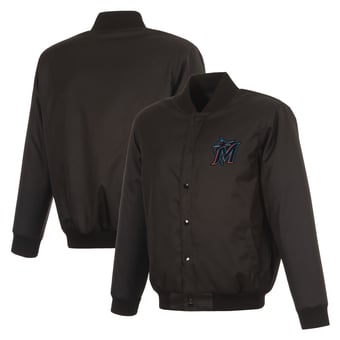 Men's JH Design  Black Miami Marlins Full-Snap Jacket