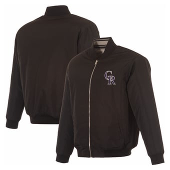 Men's JH Design  Black Colorado Rockies Full-Zip Reversible Flight Jacket