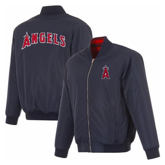 Men's JH Design  Navy Los Angeles Angels Full-Zip Reversible Flight Jacket