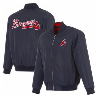 Men's JH Design  Navy Atlanta Braves Full-Zip Reversible Flight Jacket
