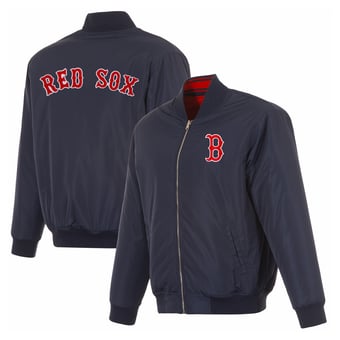 Men's JH Design  Navy Boston Red Sox Full-Zip Reversible Flight Jacket