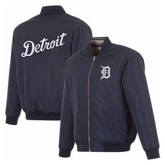 Men's JH Design  Navy Detroit Tigers Full-Zip Reversible Flight Jacket