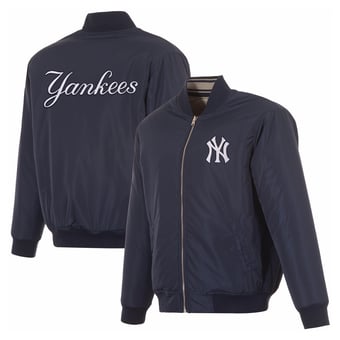 Men's JH Design  Navy New York Yankees Full-Zip Reversible Flight Jacket