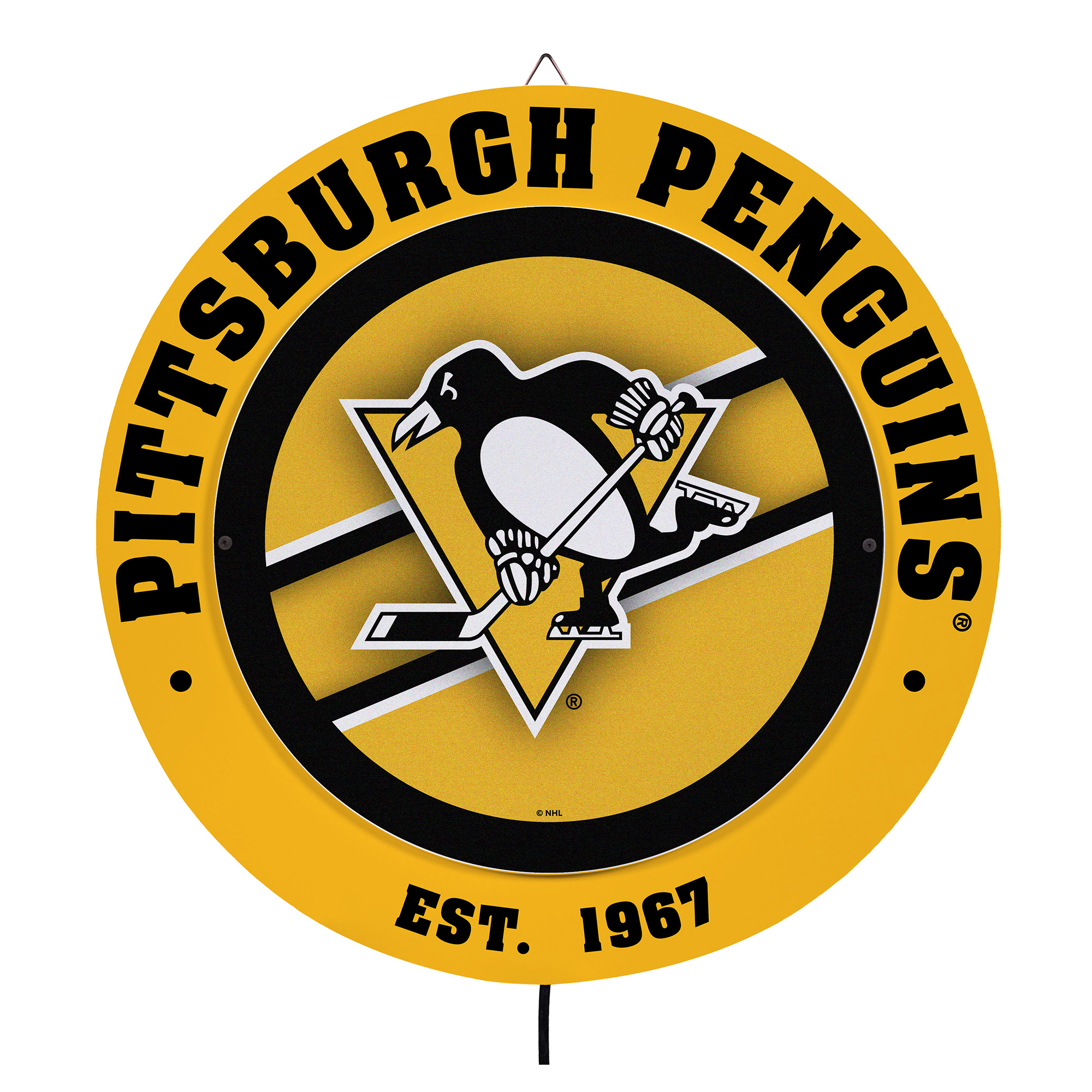 Pittsburgh Penguins 15" LED Round Metal Lit Wall Sign