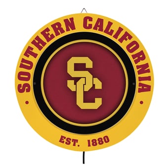 USC Trojans 15" LED Round Metal Lit Wall Sign