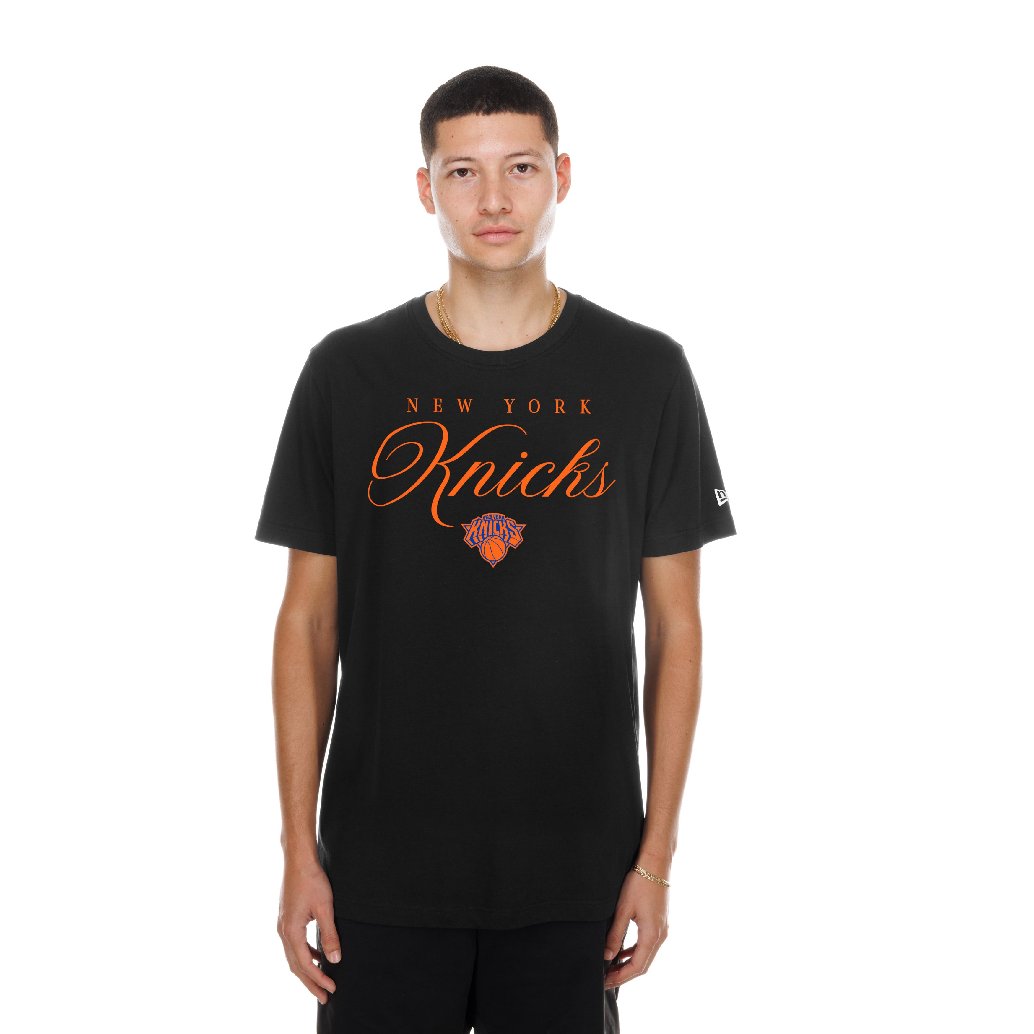 Men's New Era Black New York Knicks Script T-Shirt
