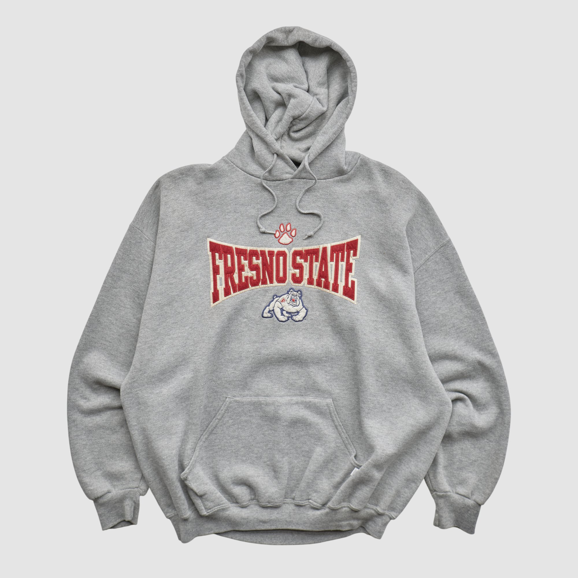 Fresno State Bulldogs Russell 2000s Hooded Pullover Sweatshirt - Heather Gray - M by Fanatics Real Vintage