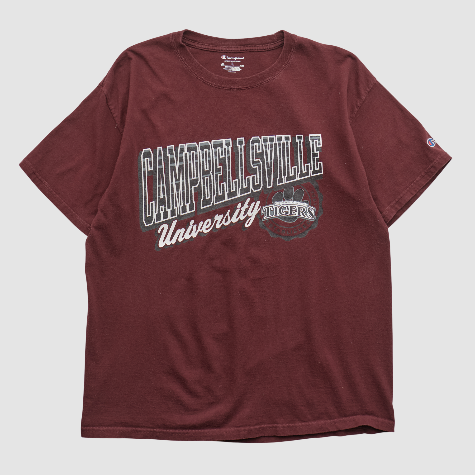 Campbellsville Tigers Champion 2010s T-shirt - Maroon - M by Fanatics Real Vintage