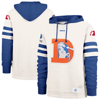Men's '47  Cream Denver Broncos Big & Tall Cornerback Pullover Hoodie
