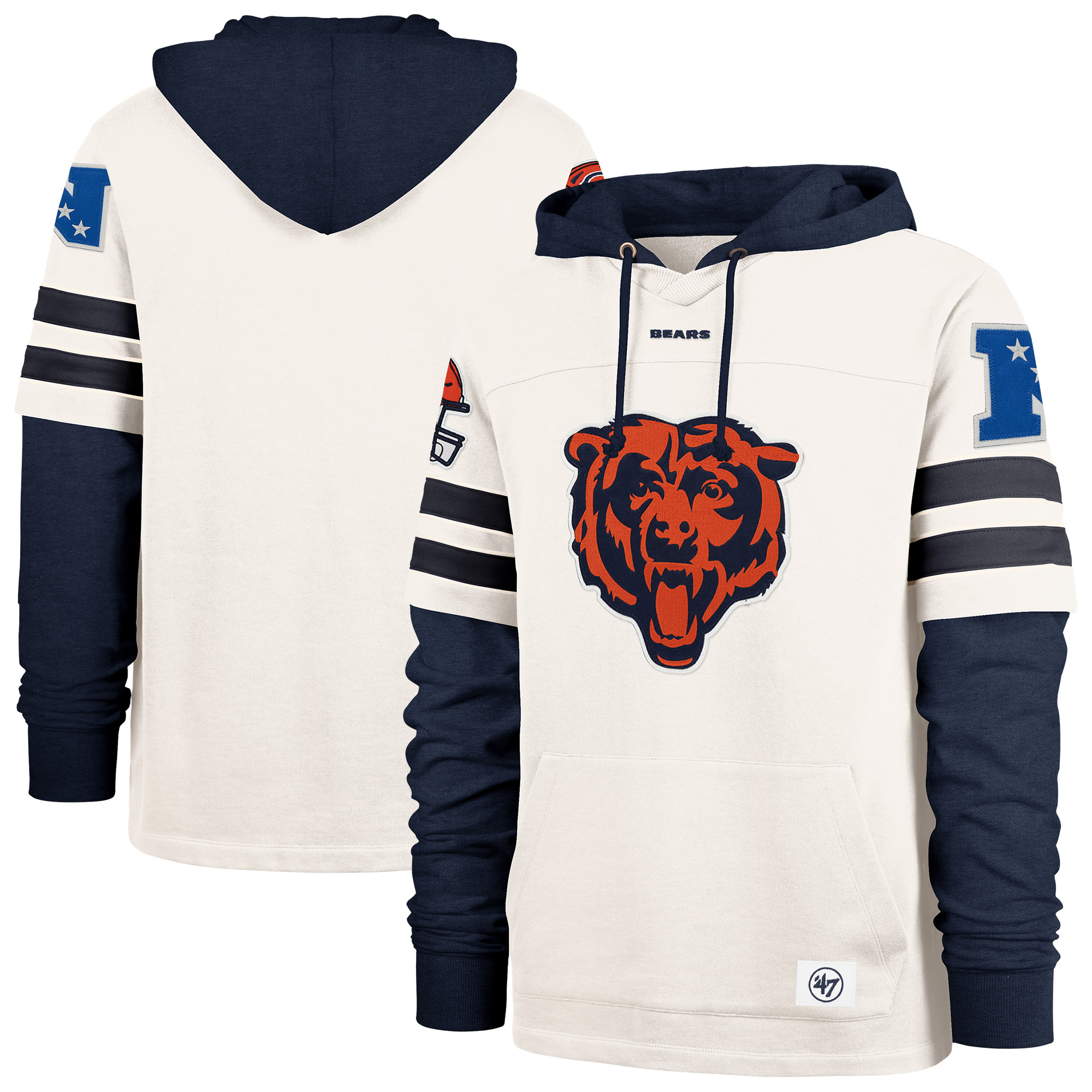 Men’s ’47 Cream Chicago Bears Cornerback Pullover Hoodie Men’s ’47 Cream Chicago Bears Cornerback Pullover Hoodie