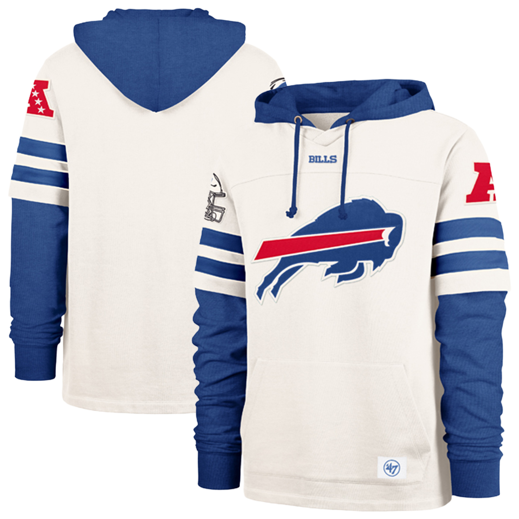Men's '47 Cream Buffalo Bills Big & Tall Cornerback Pullover Hoodie