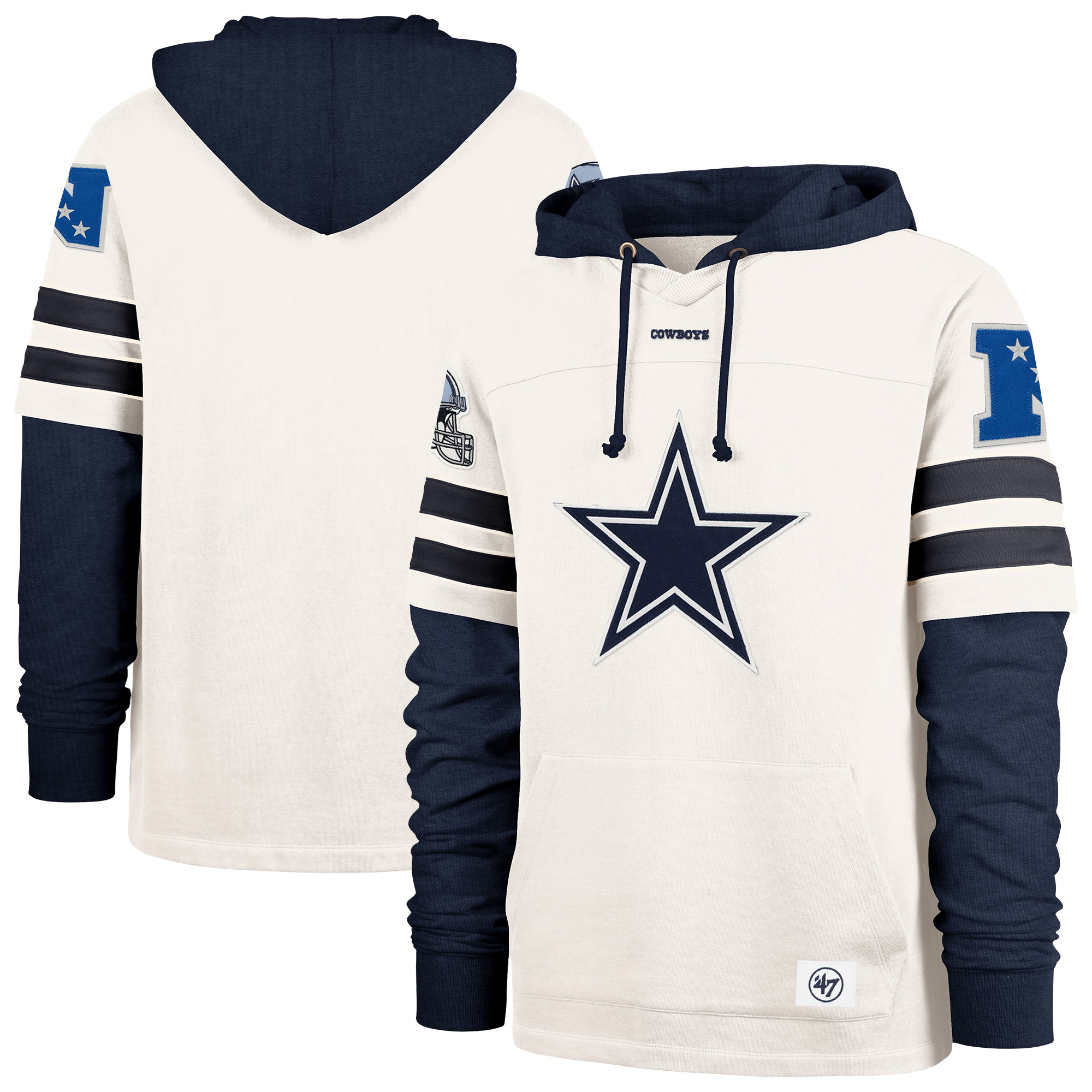 '47 Brand Men's Cream Dallas Cowboys Cornerback Pullover Hoodie - Cream, Navy