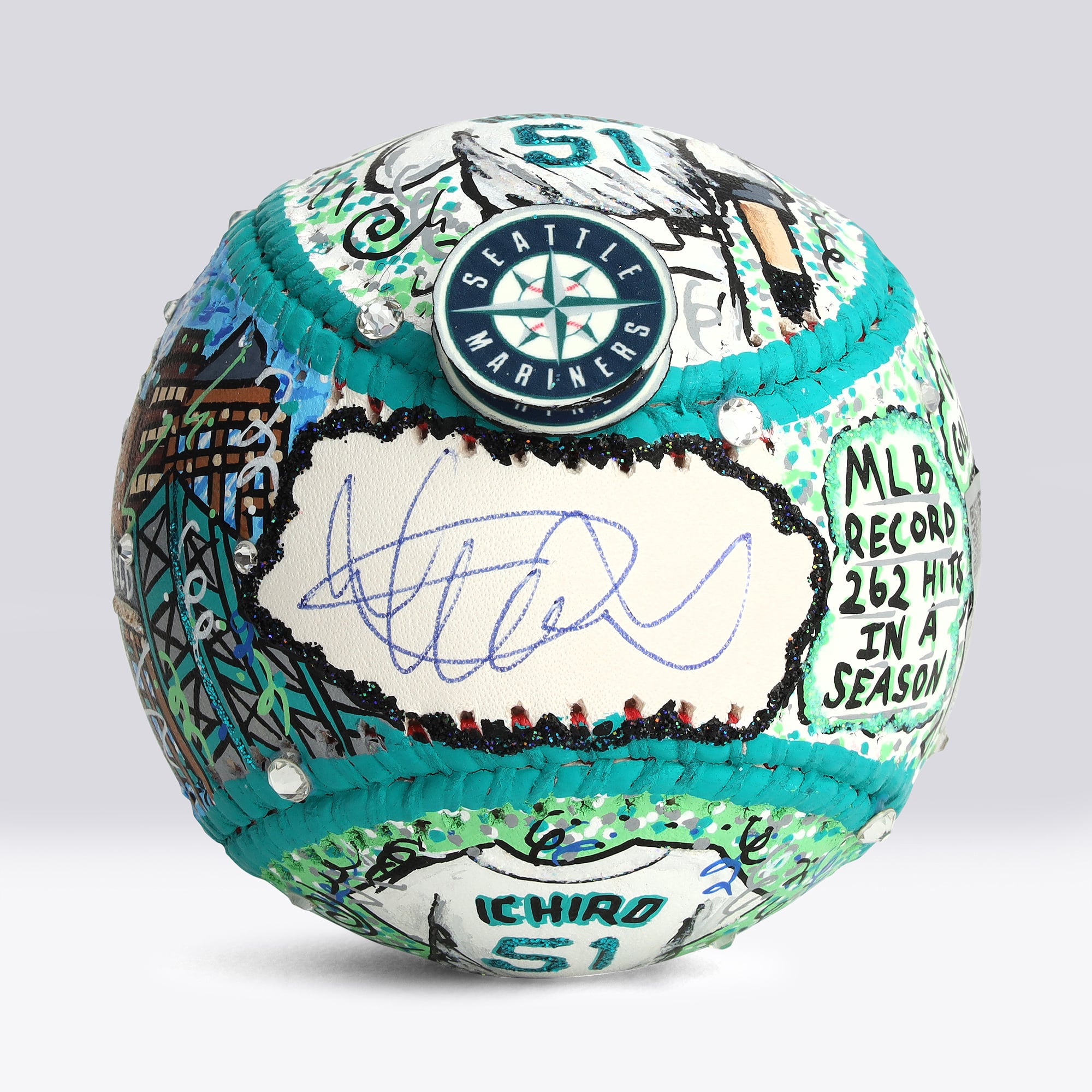 Ichiro Suzuki Seattle Mariners Autographed Baseball  - Art by Charles Fazzino - NF70445982