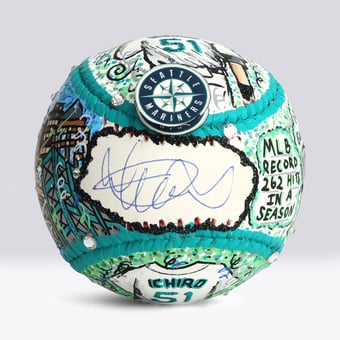 Ichiro Suzuki Seattle Mariners Autographed Baseball  - Art by Charles Fazzino - NF70445982