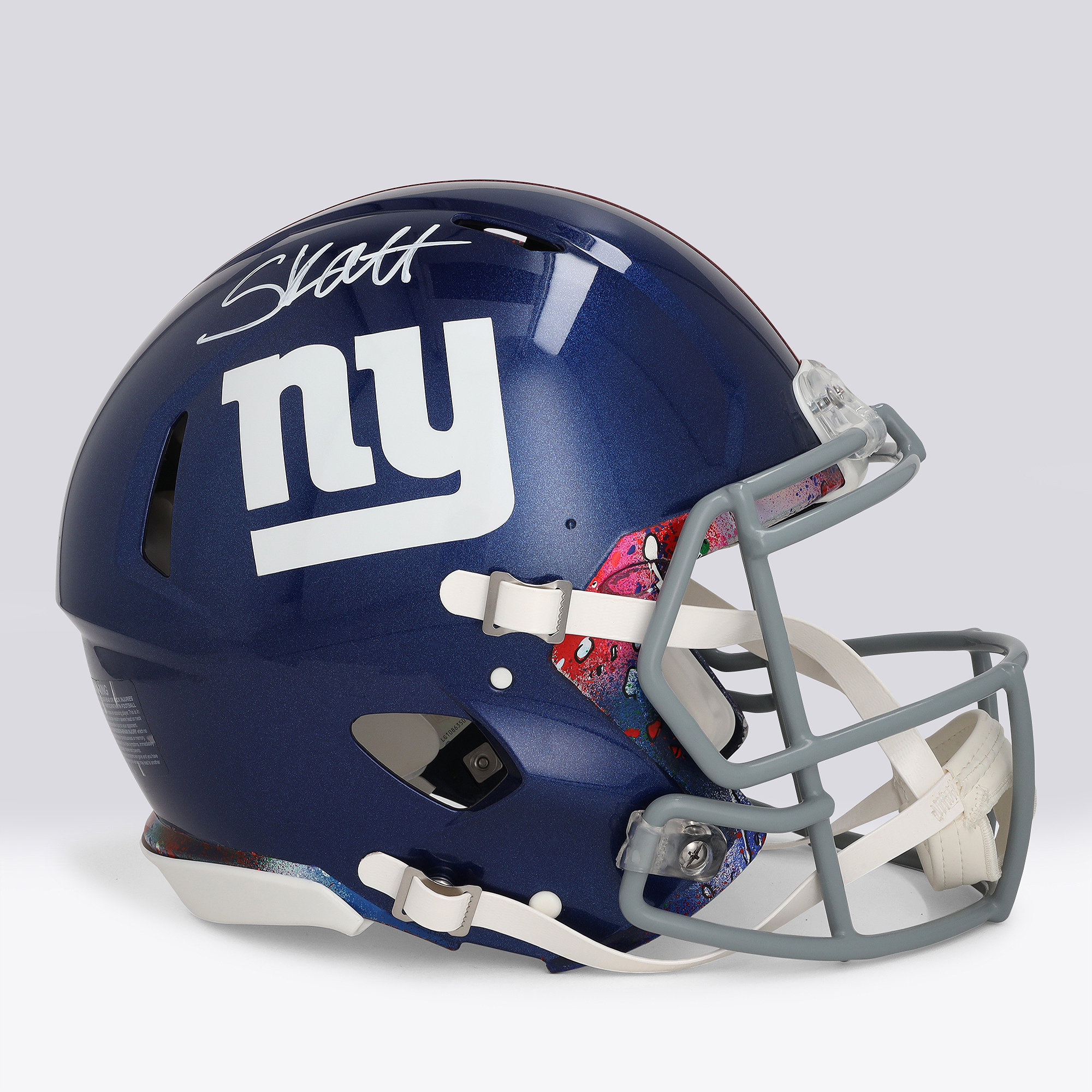 Cam Skattebo New York Giants Autographed Riddell Speed Authentic Helmet - Art by Shawn Voelker - NF70444455