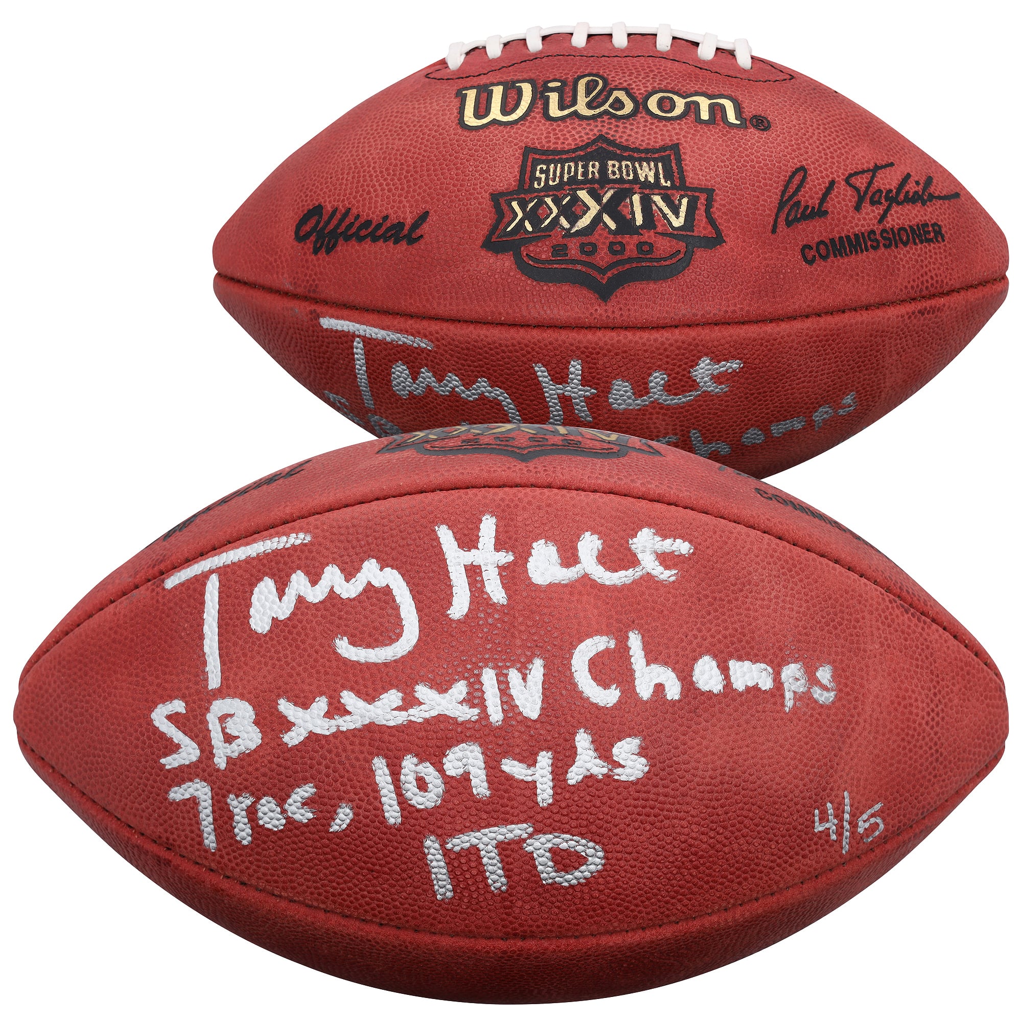 Torry Holt St. Louis Rams Autographed Wilson Super Bowl XXXIV Football with Multiple Inscriptions - Limited Edition of 5