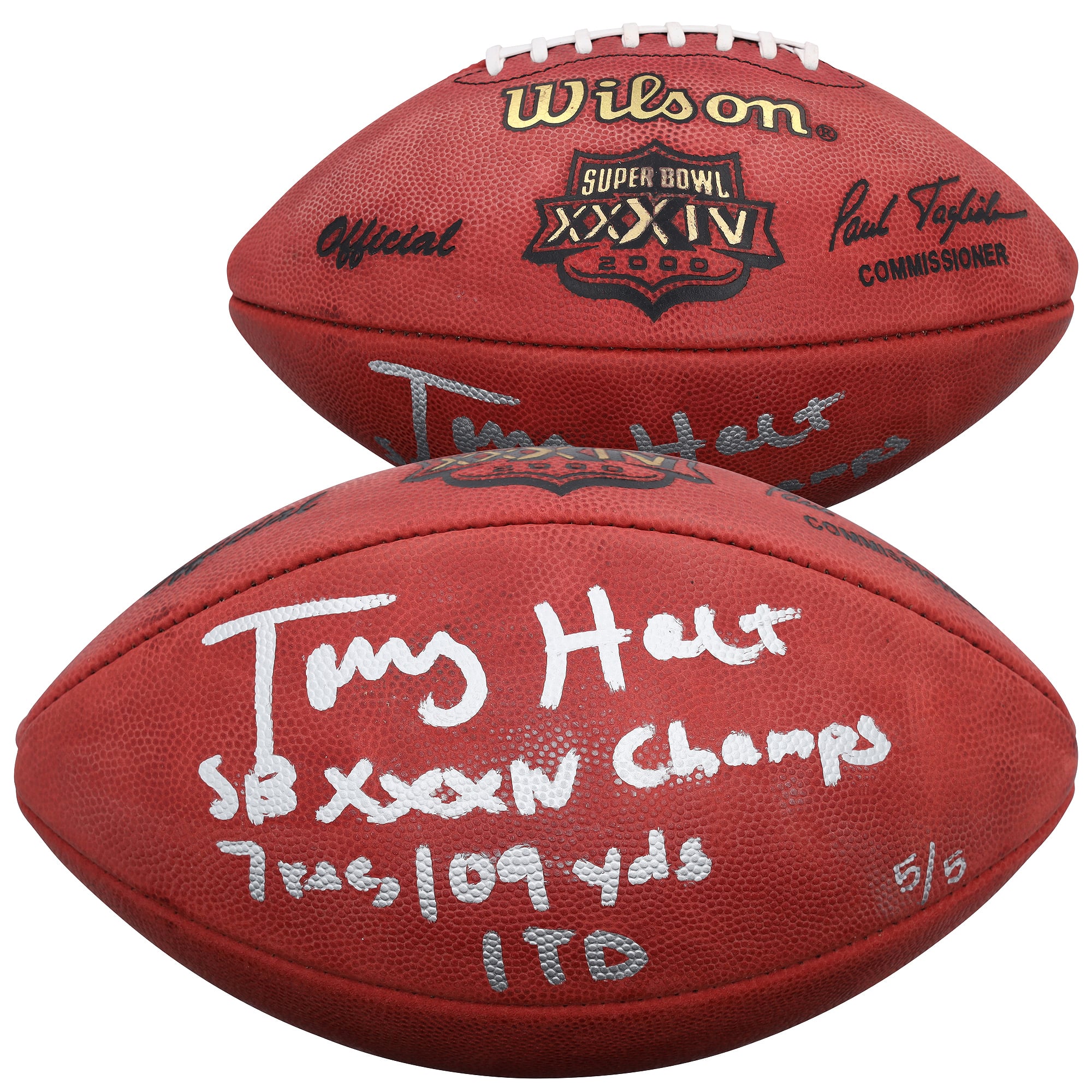 Torry Holt St. Louis Rams Autographed Wilson Super Bowl XXXIV Football with Multiple Inscriptions - Limited Edition #5/5