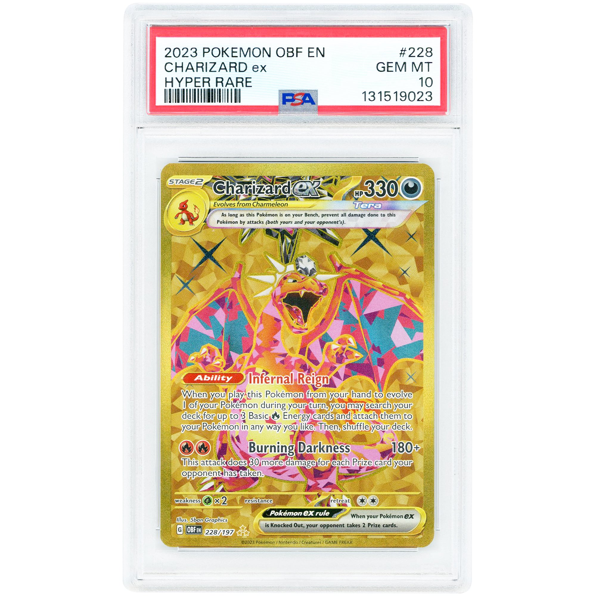 Charizard EX 2023 Pokemon Obsidian Flames Hyper Rare #228 PSA Authenticated 10 Card
