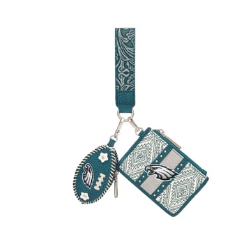 Women's Montana West Philadelphia Eagles Wallet & Football Charm Wristlet