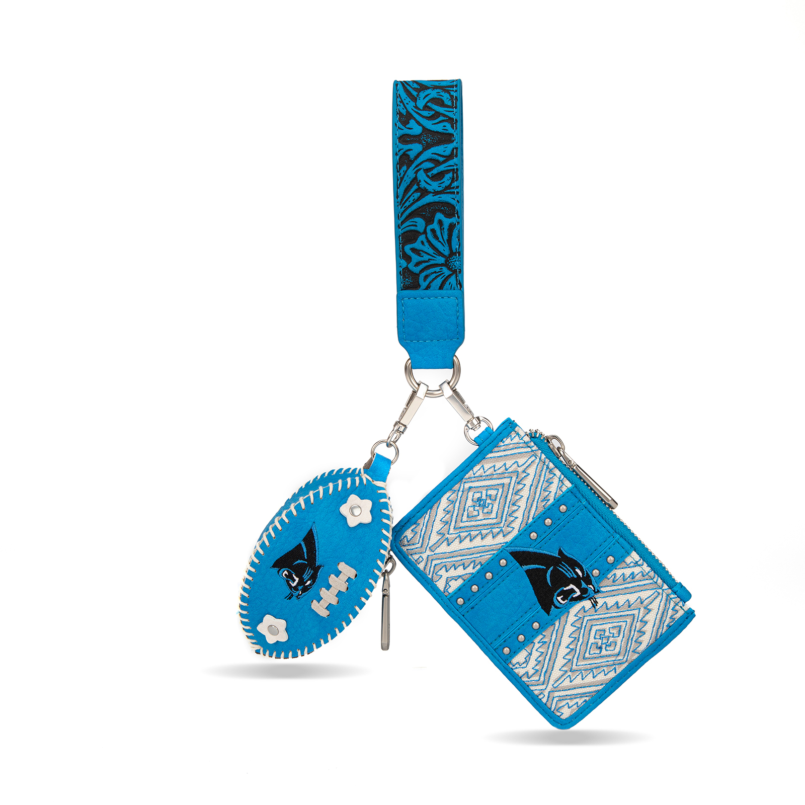 Women’s Montana West Carolina Panthers Wallet & Football Charm Wristlet