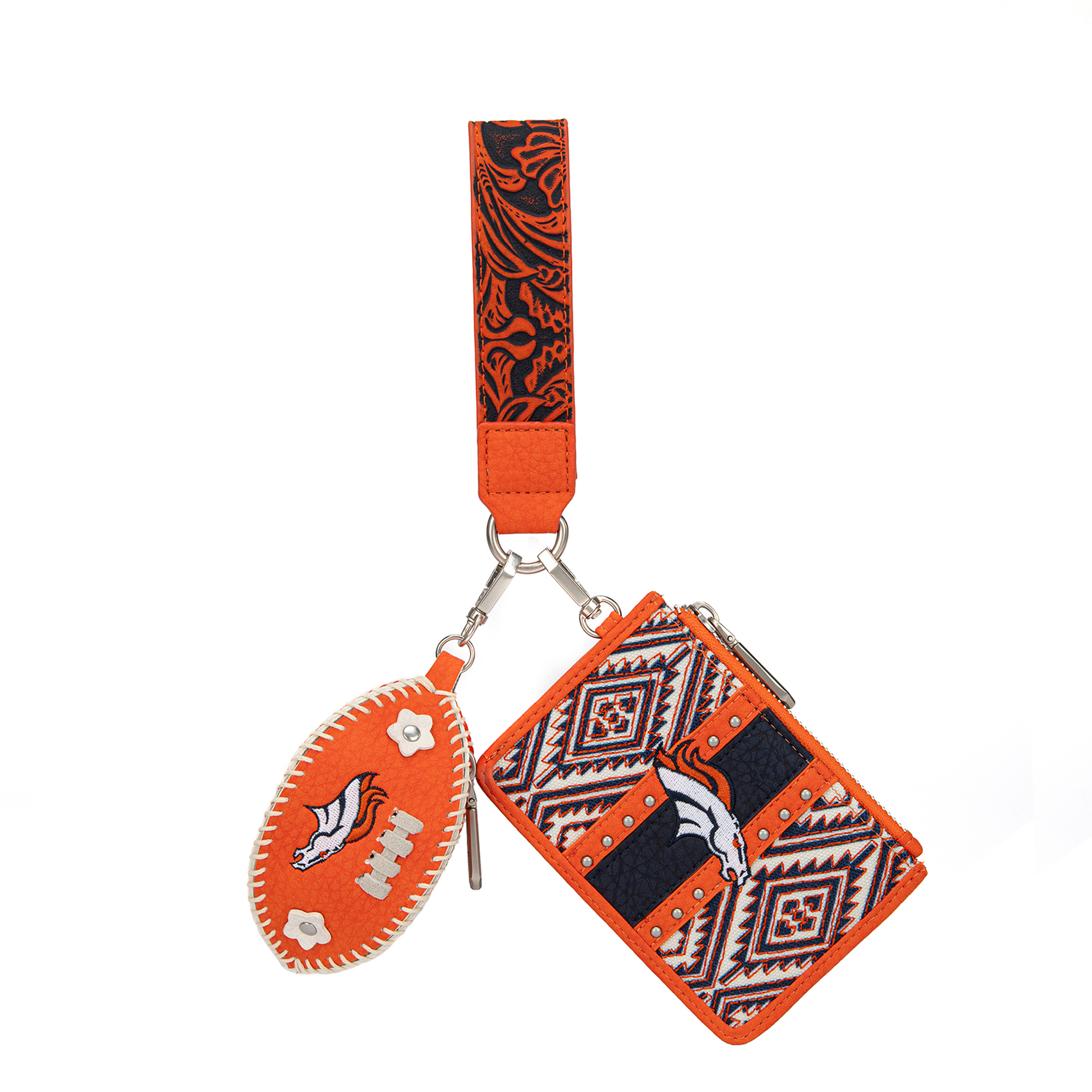 Women's Montana West Denver Broncos Wallet & Football Charm Wristlet