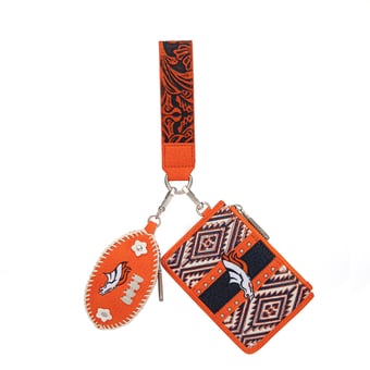 Women's Montana West Denver Broncos Wallet & Football Charm Wristlet