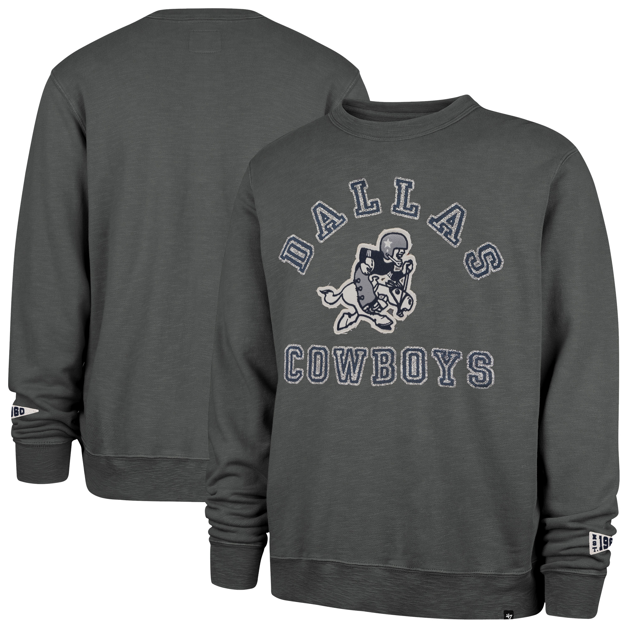 '47 Brand Men's Charcoal Dallas Cowboys Calderwood Well Worn French Terry Sweatshirt - Charcoal