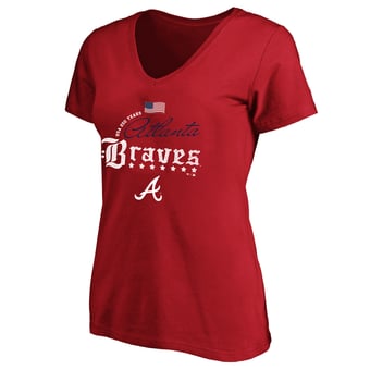 Women's Fanatics Red Atlanta Braves USA 250 Years Plus Size V-Neck T-Shirt