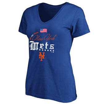 Women's Fanatics Royal New York Mets USA 250 Years Plus Size V-Neck T-Shirt