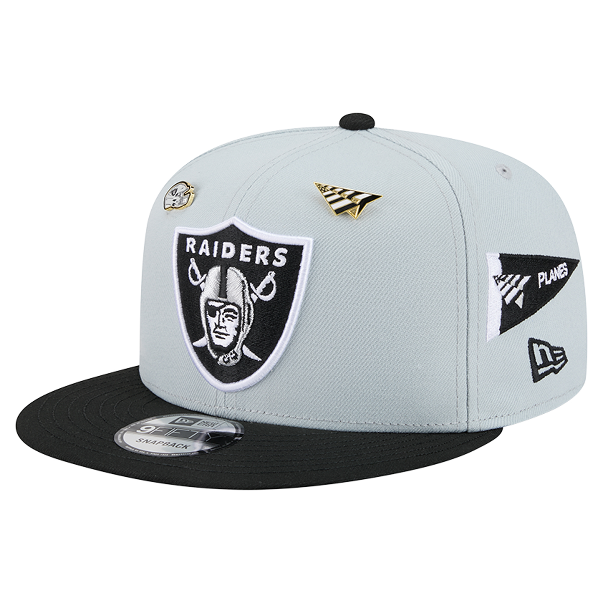 Men's New Era x Paper Planes Silver/Black Las Vegas Raiders 9FIFTY Snapback Hat