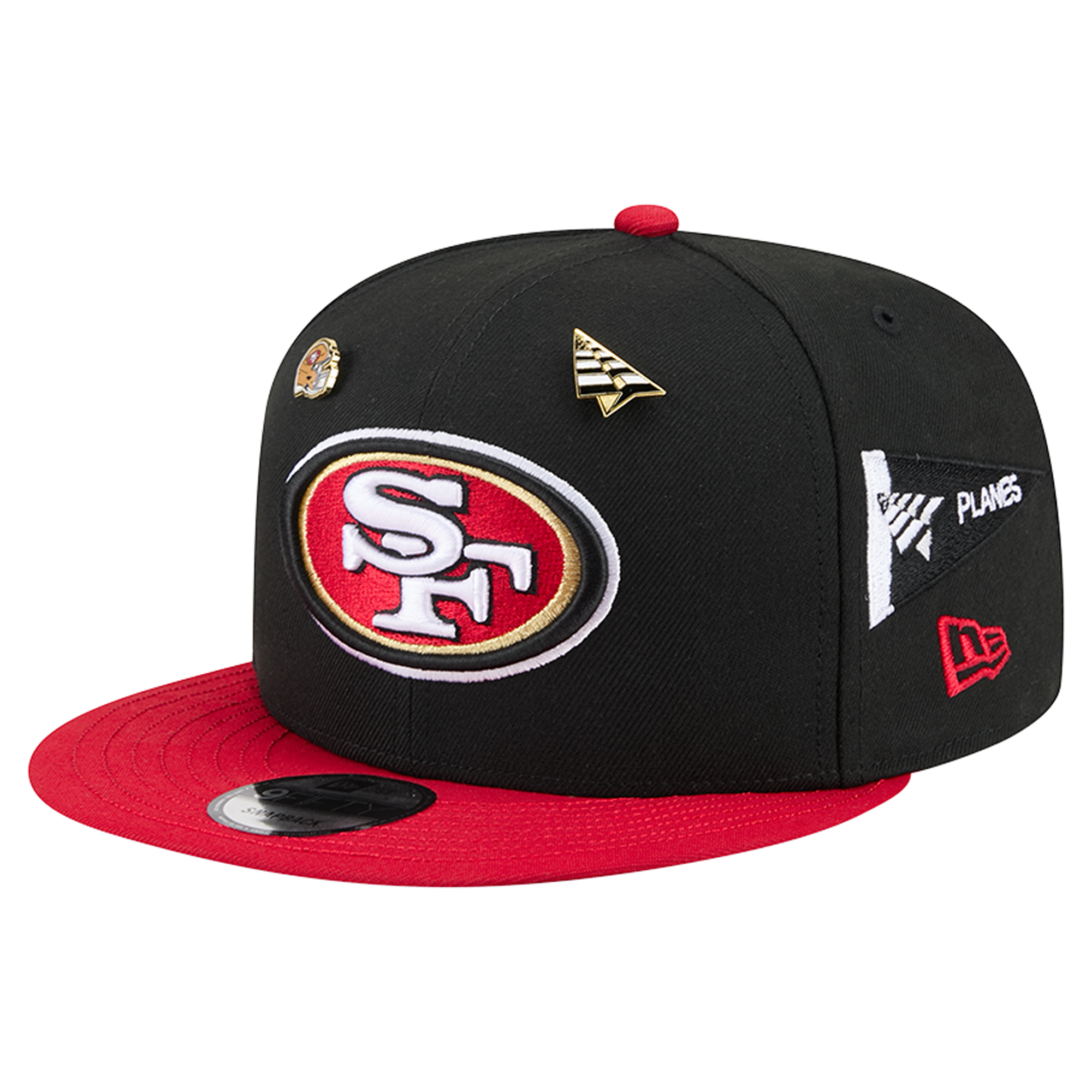 Men's New Era x Paper Planes Black/Scarlet San Francisco 49ers 9FIFTY Snapback Hat