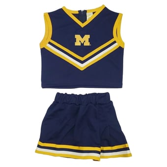 Girls Toddler Little King Navy Michigan Wolverines Two-Piece Cheer Top & Skirt Set