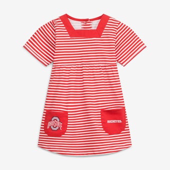 Girls Toddler Little King Scarlet Ohio State Buckeyes Square Neck Striped Dress