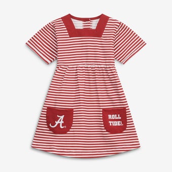 Girls Toddler Little King Crimson Alabama Crimson Tide Square Neck Striped Dress