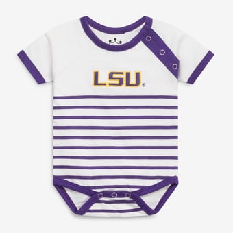 Newborn & Infant Little King Purple/White LSU Tigers Shoulder Snap Bodysuit