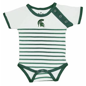 Newborn & Infant Little King Green/White Michigan State Spartans Shoulder Snap Bodysuit