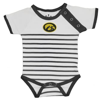Newborn & Infant Little King Black/White Iowa Hawkeyes Shoulder Snap Bodysuit