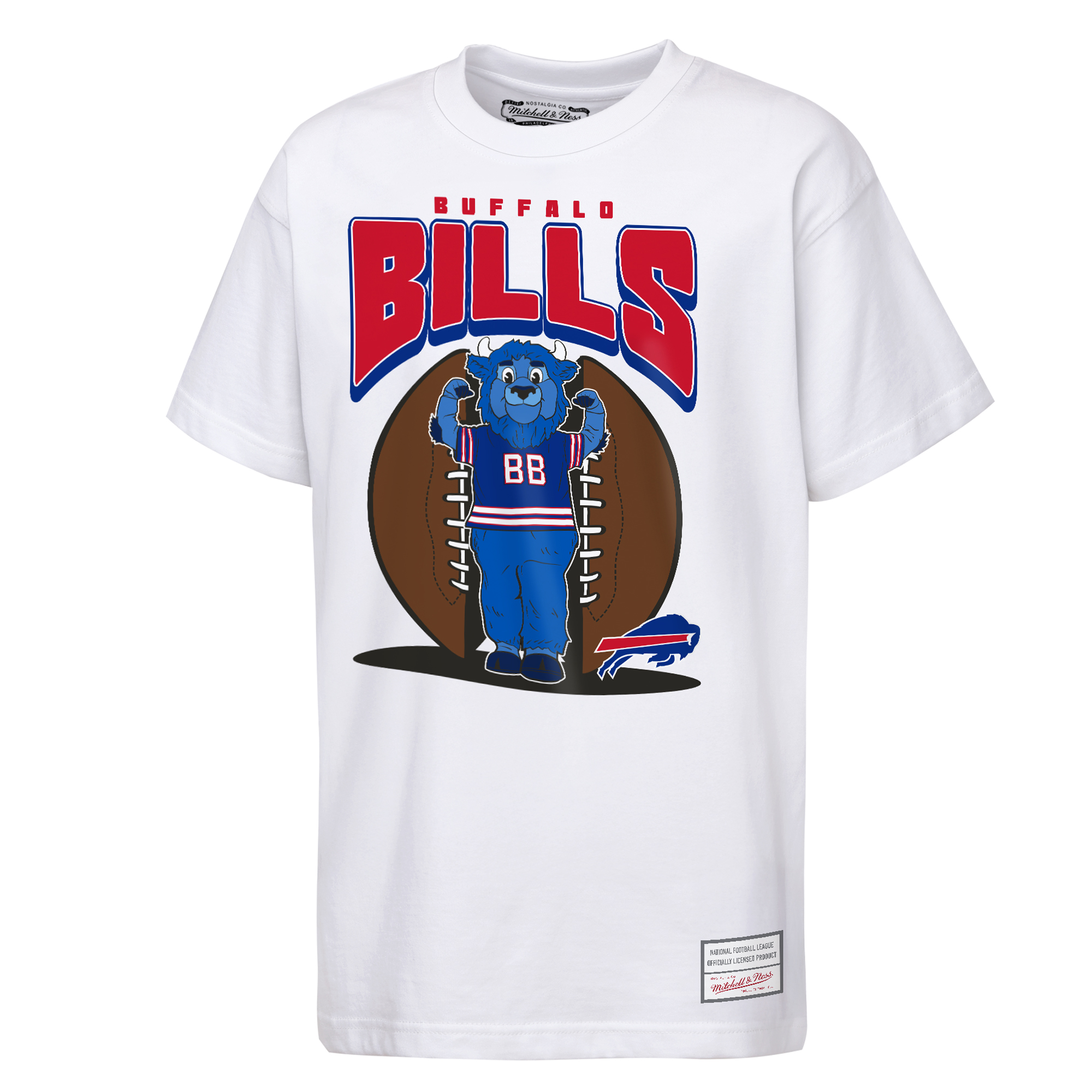 Youth Mitchell & Ness White Buffalo Bills Mascot Mania T-Shirt