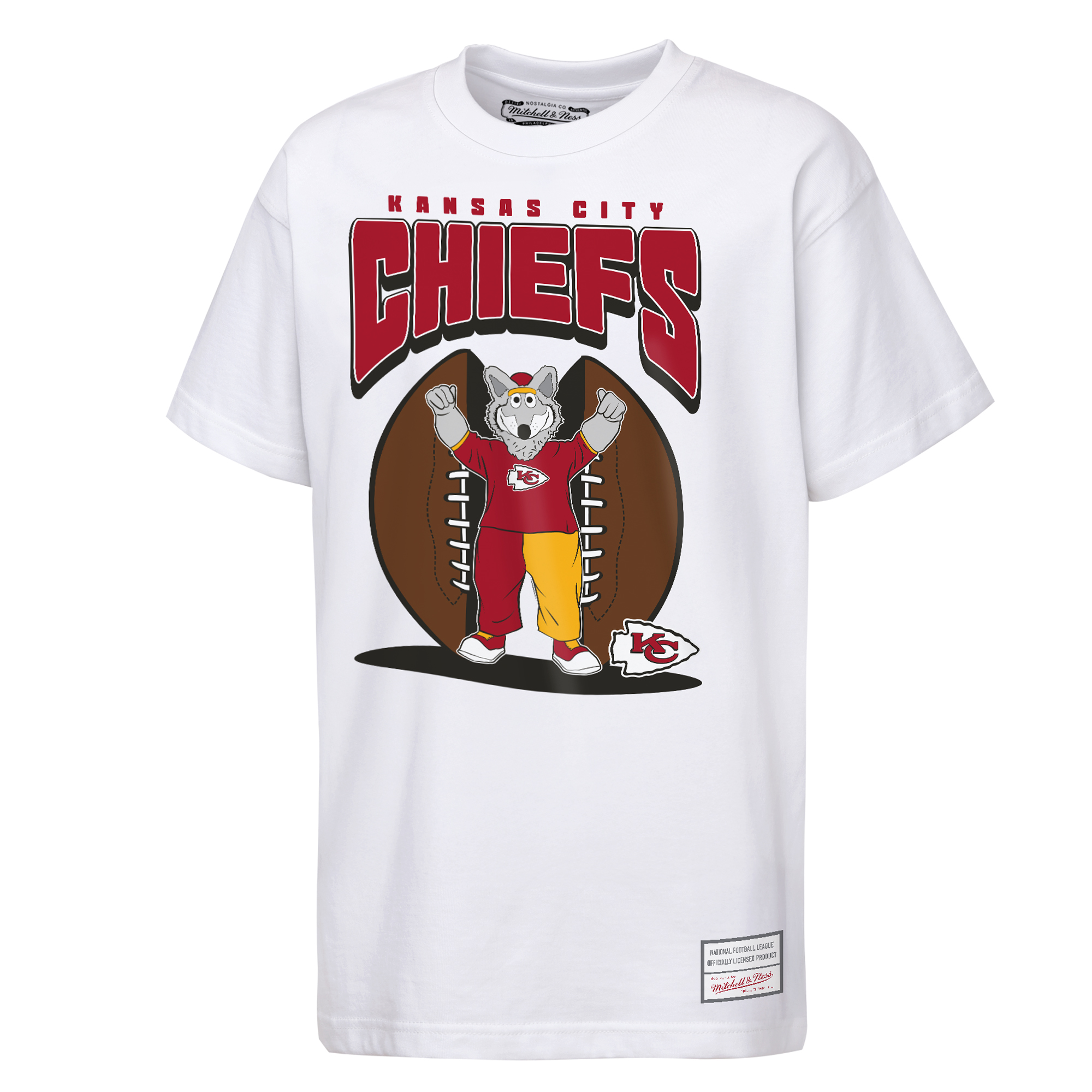 Youth Mitchell & Ness White Kansas City Chiefs Mascot Mania T-Shirt