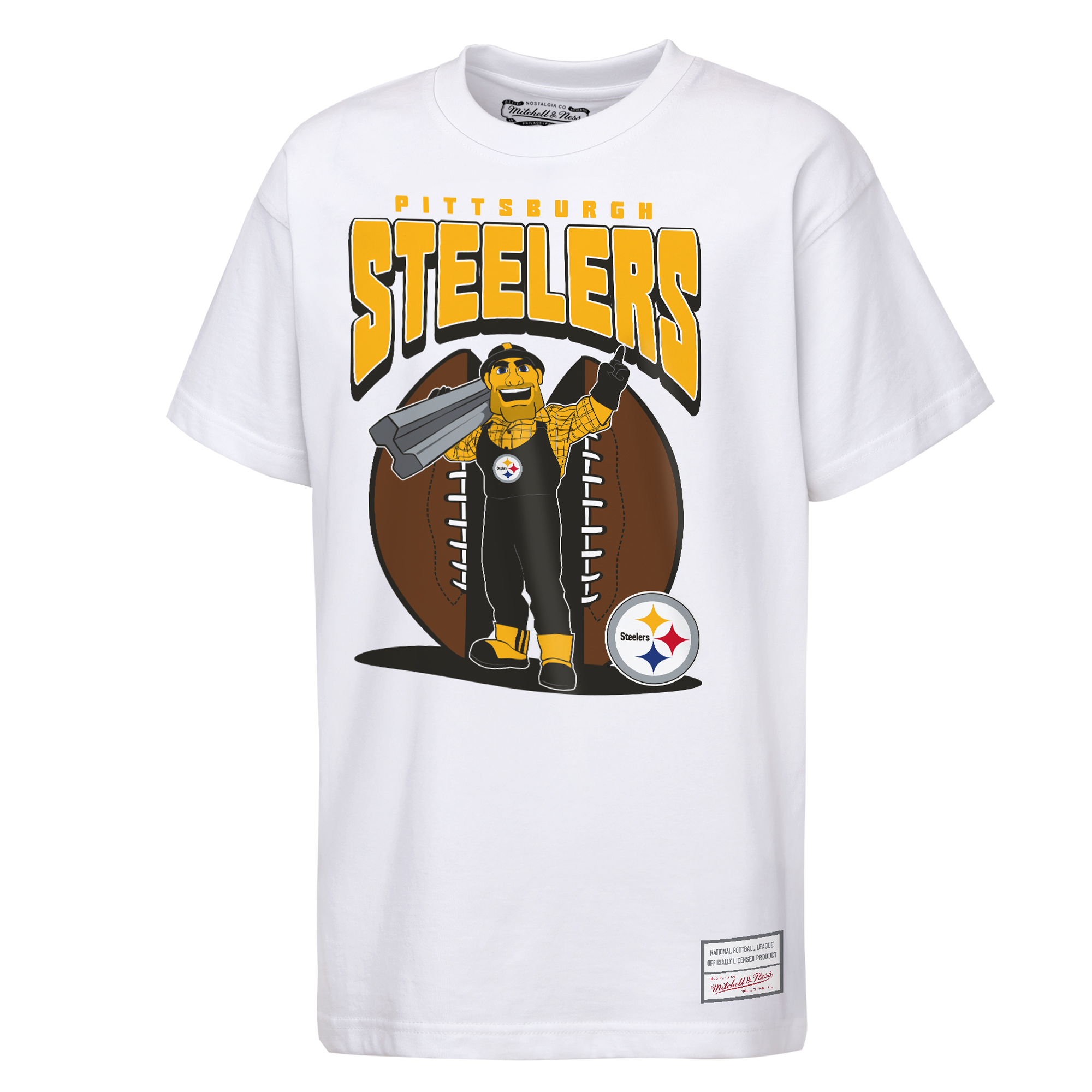 Youth Mitchell & Ness  White Pittsburgh Steelers Mascot Mania T-Shirt