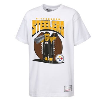 Youth Mitchell & Ness  White Pittsburgh Steelers Mascot Mania T-Shirt